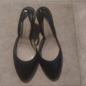 Paul Andrew Black Leather Kitten Heel Slingbacks Size 38/7